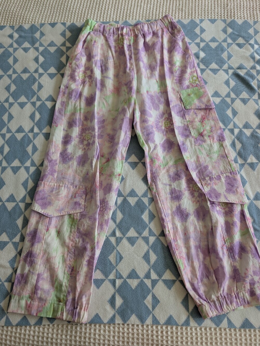 Bundle Of Zara Girls Pants Size 8 Tie Dye Cargo Wide Leg - Picture 5 of 7